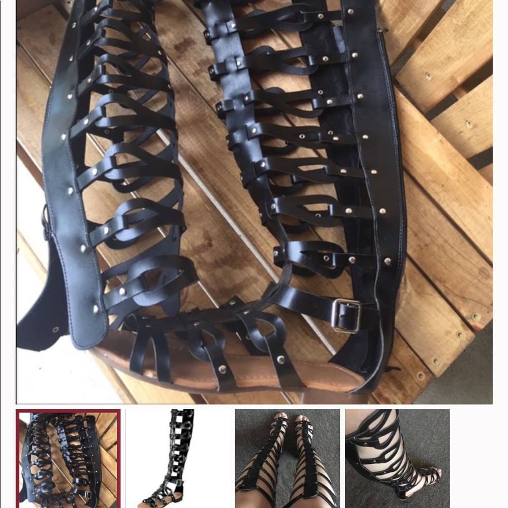 Black high gladiator sandals size 9